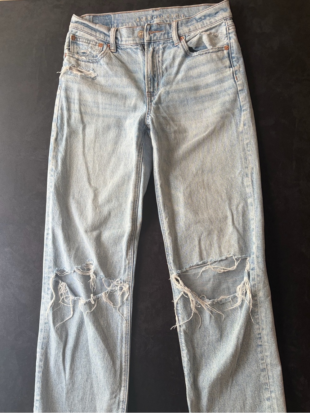 American Eagle Outfitters Light Blue Distressed Flare Jeans